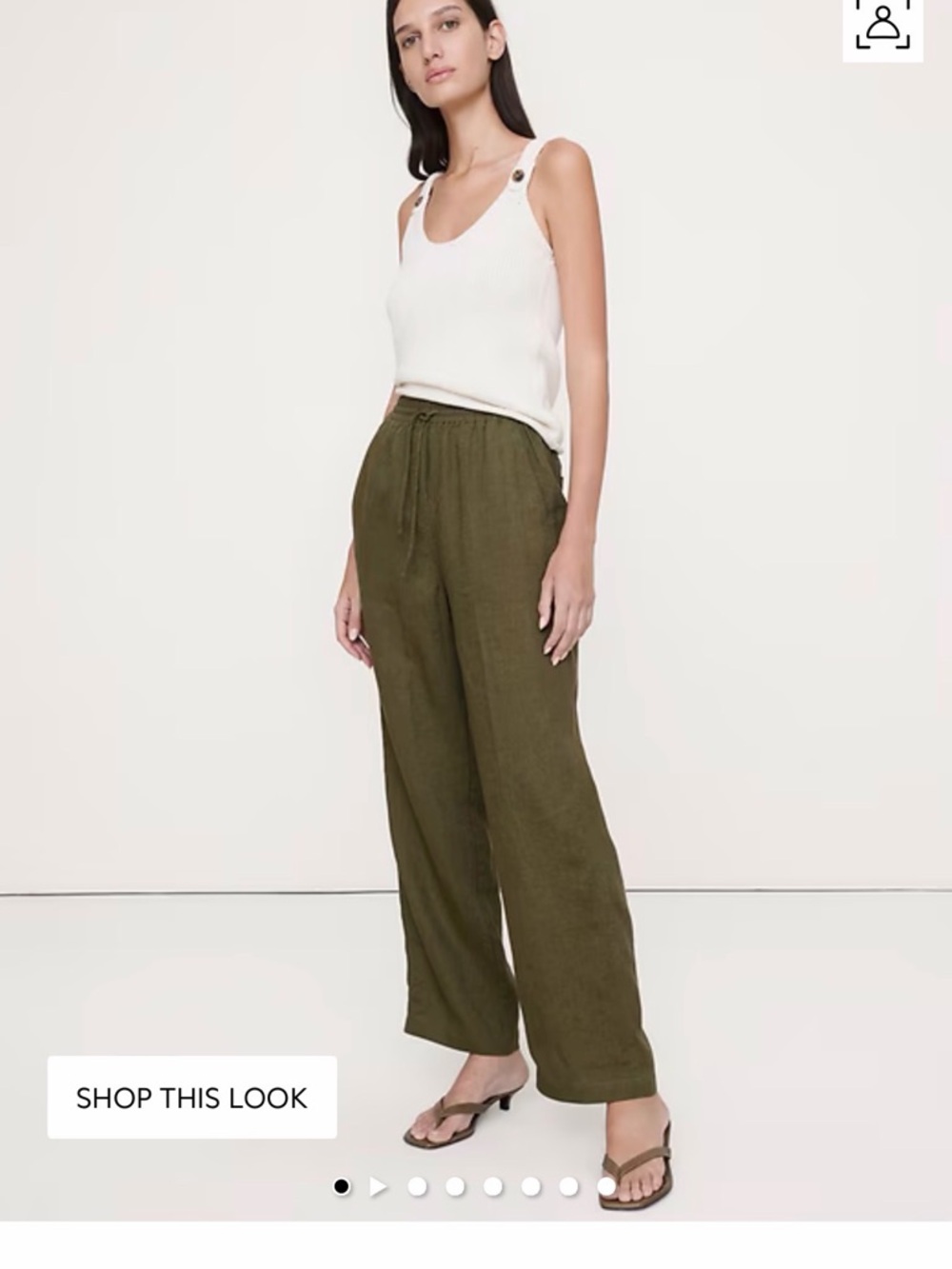 Banana Republic Getaway Straight Leg Drawstring Pull On Linen Pants